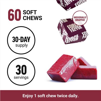 Współczynnik siły, ogół buraków®, zdrowa energia + przeciwutleniacze, jagoda Acai, 60 superfood miękkich żuć