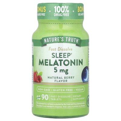 Nature's Truth, Melatonina, Naturalny Owoc, 5 mg, 90 Szybko Rozpuszczalnych Tabletek Nature's Truth, Melatonina, Naturalny Owoc, 5 mg, 90 Szybko Rozpuszczalnych Tabletek