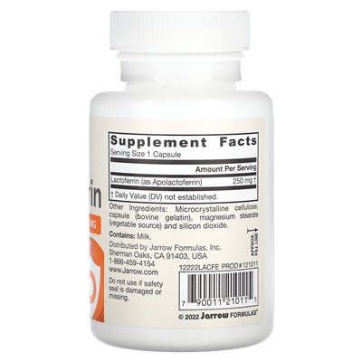 Formuły jarrow, laktoferyna, zamrażone suszone, 250 mg, 60 kapsułek Formuły jarrow, laktoferyna, zamrażone suszone, 250 mg, 60 kapsułek