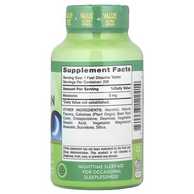 Nature's Truth, Sleep Melatonin, Natural Berry, 5 mg, 200 szybkich rozpuszczonych tabletek