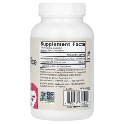 Jarrow Formulas, Vegan Red Yeast Rice + Ko-Q10, 120 Vegetarian Capsules
