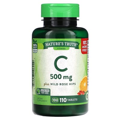 Nature's Truth, Witamina C plus Wild Rose biodra, 500 mg, 110 tabletek