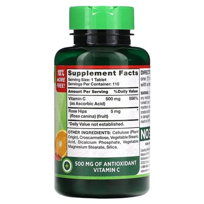 Nature's Truth, Witamina C plus Wild Rose biodra, 500 mg, 110 tabletek