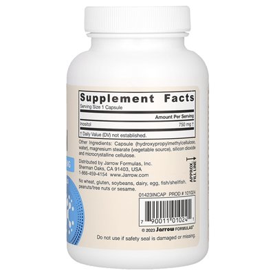 Jarrow Formulas, Vegan Inositol, 750mg, 100 Vegetarian Capsules