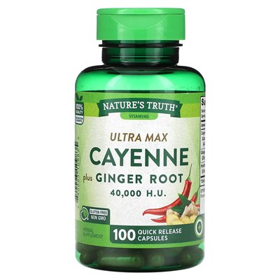 Nature's Truth, Witaminy, Ultra Max Cayenne Plus Ginger Root, 100 kapsułek szybkiego uwalniania