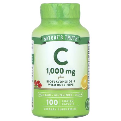 Nature's Truth, Witamina C plus bioflawonoidów i dzikiej róży biodra, 100 powlekanych kapleczek Nature's Truth, Witamina C plus bioflawonoidów i dzikiej róży biodra, 100 powlekanych kapleczek