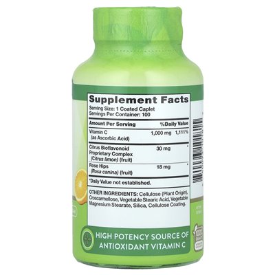 Nature's Truth, Witamina C plus bioflawonoidów i dzikiej róży biodra, 100 powlekanych kapleczek Nature's Truth, Witamina C plus bioflawonoidów i dzikiej róży biodra, 100 powlekanych kapleczek