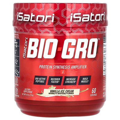 Isatori, Bio-Gro, wzmacniacz syntezy białek, lody waniliowe, 4,02 uncji (114 g) Isatori, Bio-Gro, wzmacniacz syntezy białek, lody waniliowe, 4,02 uncji (114 g)