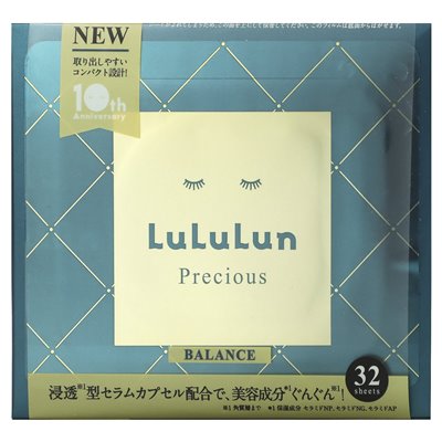 Lululun, Precious, Beauty Face Maski, Balance Green 4FB, 32 Arkusze, 17 fl oz (500 ml)