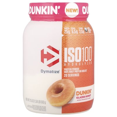 Dymatize, ISO100® Hydrolized, 100% izolat białka serwatki, dunkin® Glazed Donut, 1,34 funta (610 g) Dymatize, ISO100® Hydrolized, 100% izolat białka serwatki, dunkin® Glazed Donut, 1,34 funta (610 g)