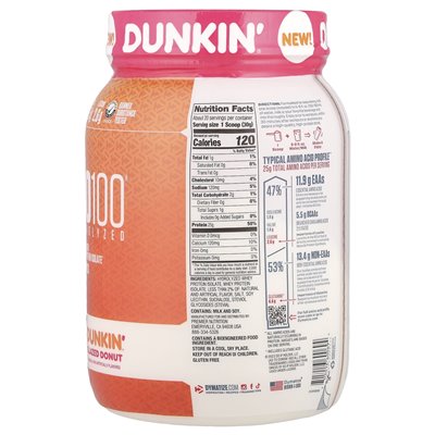 Dymatize, ISO100® Hydrolized, 100% izolat białka serwatki, dunkin® Glazed Donut, 1,34 funta (610 g) Dymatize, ISO100® Hydrolized, 100% izolat białka serwatki, dunkin® Glazed Donut, 1,34 funta (610 g)