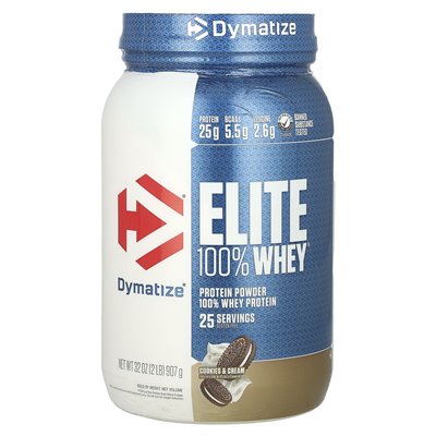 Dymatyze, elitarne 100% białka serwatki proszek, ciasteczka i krem, 2 funty (907 g)