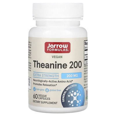 Jarrow Formulas, Theanine 200, 200 mg, 60 kapsułek wegetariańskich Jarrow Formulas, Theanine 200, 200 mg, 60 kapsułek wegetariańskich