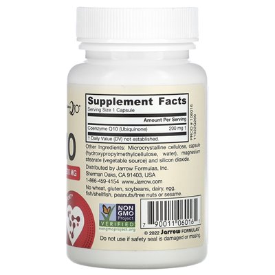 Jarrow Formulas, Vegan Co-Q10, 200 mg, 60 kapsułek wegetariańskich Jarrow Formulas, Vegan Co-Q10, 200 mg, 60 kapsułek wegetariańskich