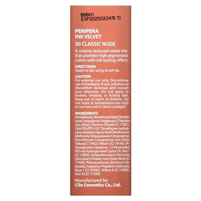 Peripera, Velvet Lip Tint, 30 Classic Nude, 4 g (0,14 oz.)