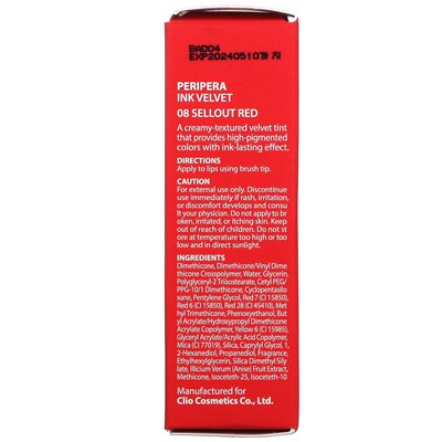 Peripera, atrament Velvet Lip Tint, 08 Sellout Red, 0,14 uncji (4 g) Peripera, atrament Velvet Lip Tint, 08 Sellout Red, 0,14 uncji (4 g)