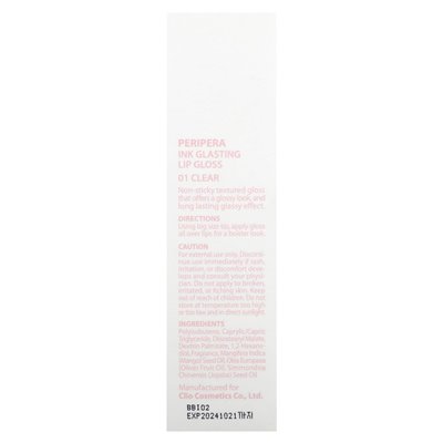 Peripera, tusz lśniący błyszczyk, 01 Clear, 0,15 Fl Oz (4,5 ml)