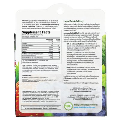 Irwin Naturals, Ashwagandha Mind & Body, Berry-Citrus, 10 płynów, 3,38 fl oz (100 ml) Irwin Naturals, Ashwagandha Mind & Body, Berry-Citrus, 10 płynów, 3,38 fl oz (100 ml)