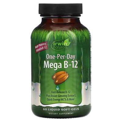 Irwin Naturals, One A Day, Mega B-12, 60 flüssige Weicheisen