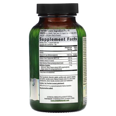 Irwin Naturals, One A Day, Mega B-12, 60 flüssige Weicheisen