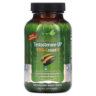 Irwin Naturals, optymalna wytrzymałość testosteron w górę, 60 płynnych miękkich żelazów