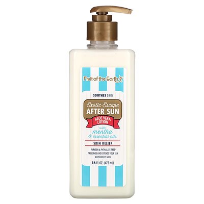 Fruit of the Earth, Exotic Escape, After Sun Aloe Vera z Mentha i olejków eterycznych, 16 uncji (453 g)