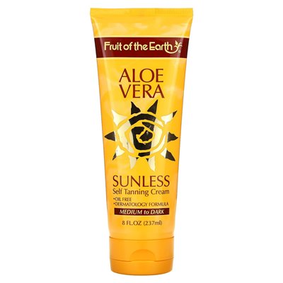 Fruit of the Earth, Aloe Vera Sunless Self Tanning Cream, średnia do ciemności, 8 fl oz (237 ml)