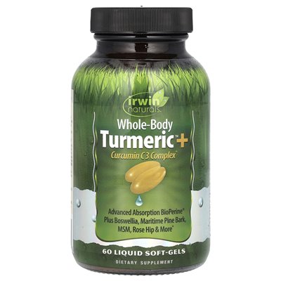 Irwin Naturals, Kompleks kurkumowy C3 całego ciała + kurkumina, 60 płynnych miękkich mokretów