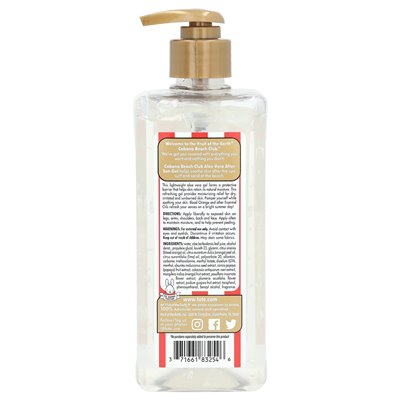 Fruit of the Earth, Cabana Beach Club, Aloe Vera After Sun Gel with Blood Orange + Essential Oils, 16 oz (453 g)