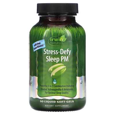 Irwin Naturals, sleep stresowy PM, 50 płynnych miękkich żelazów