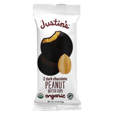 Masło orzechowe Justina, organiczne ciemne czekoladowe kubki masła orzechowego, 2 szklanki, 1,4 uncji (40 g)
