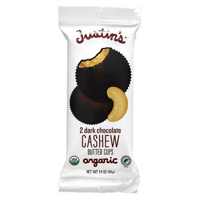 Justin's Peanut Butter, Organic Dark Chocolate Cashew Cups, 2 cups, 1.4 oz (40 g)