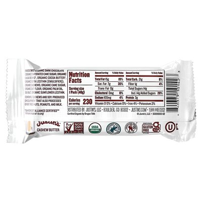Justin's Peanut Butter, Organic Dark Chocolate Cashew Cups, 2 cups, 1.4 oz (40 g)