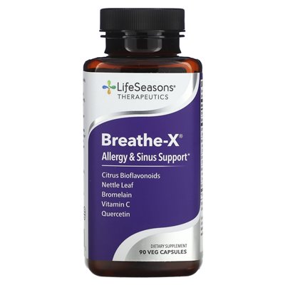 Lifesasease, Breathe-X, Unterstützung bei Allergien und Nebenhöhlenentzündungen, 90 Gemüsekapseln