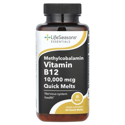 Lifesasease, Essentials, metylokobalaminowa witamina B12, Berry, 10 000 mcg, 60 szybkich topców