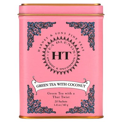 Harney & Sons, HT-Teemischung, Grüner Tee mit Kokosnuss, 20 Teebeutel, 1,4 oz (40 g)