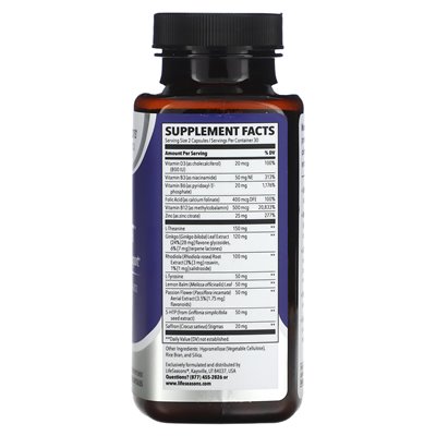 Lifesasease, Stabilii-T mood, emotional support, 60 veg capsules