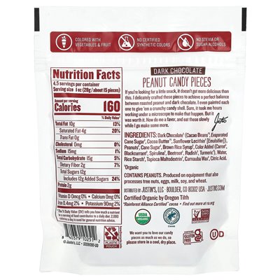 Masło orzechowe Justina, organiczne cukierki orzechowe, ciemna czekolada, 4,5 uncji (128 g) Masło orzechowe Justina, organiczne cukierki orzechowe, ciemna czekolada, 4,5 uncji (128 g)