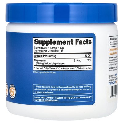 Nutricost, glicynian magnezu, niezmieszany, 8,9 uncji (250 g)