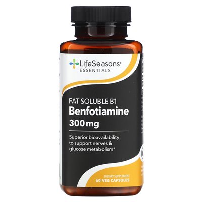 Rifesasease, rozpuszczalna w tłuszczu B1 benfotiamina, 300 mg, 60 warzyków (150 mg na kapsułkę)