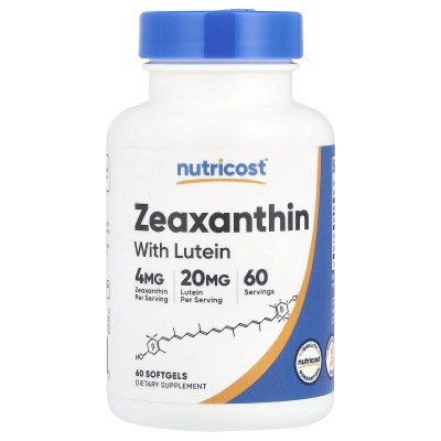 Nutricost, zeaksantyna z luteiną, 60 miękkich