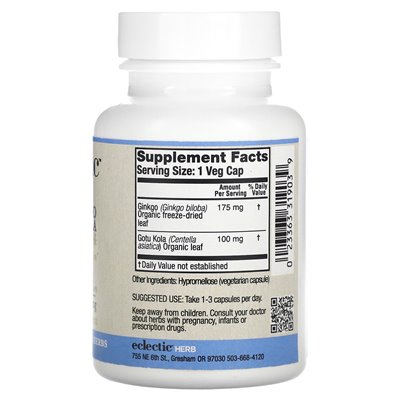 Eclectic Herb, Ginkgo Gotu Kola, 275 mg, 90 veggies