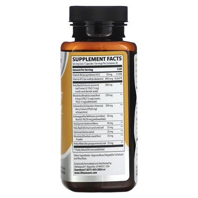 Lifesasease, Adrenal-T, Nebennierenunterstützung, 60 vegetarische Kapseln