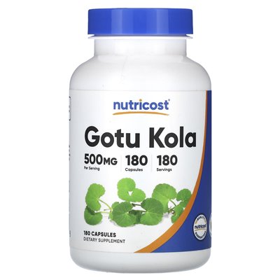 Nutricost, Gotu kola, 500 mg, 180 kapsułek
