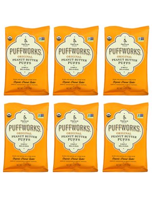 Puffworks, Peanut Butter Puffs, Original, 6 Pack, 1.2 oz (34 g) Each Puffworks, Peanut Butter Puffs, Original, 6 Pack, 1.2 oz (34 g) Each