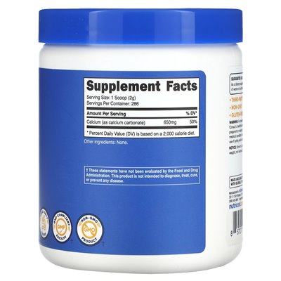 Nutricost, węglan wapnia, bezsfektowany, 1,1 funta (500 g)