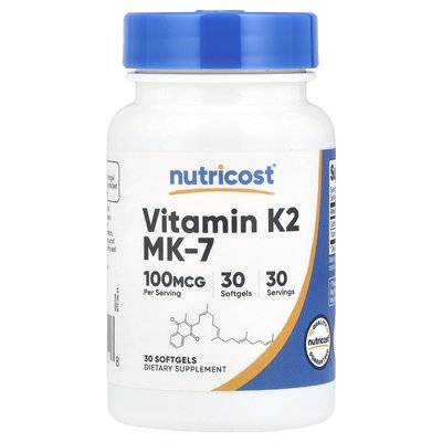 Nutricost, witamina K2 MK-7, 100 mcg, 30 softgels