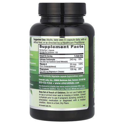 Emerald Laboratories, Coral Calcium+, 120 Vegetable Caps Emerald Laboratories, Coral Calcium+, 120 Vegetable Caps