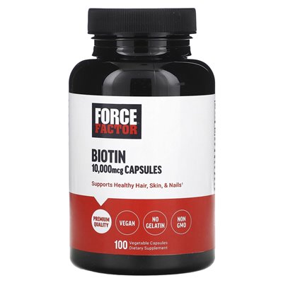Force Factor, Biotin, 10,000 mcg, 100 Vegetable Capsules Force Factor, Biotin, 10,000 mcg, 100 Vegetable Capsules