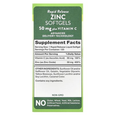 Nature's Truth, cynk plus witamina C, szybkie uwalnianie, 120 płynnych softgels
